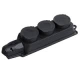 Розетка 3-м кабел. ОМЕГА с/з с крыш. черн. IP44 РБ33-1-0м ИЭК PKR61-016-2-K02