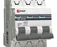 Автоматический выключатель 3P&nbsp;&nbsp;3А (C) 4,5kA ВА 47-63 EKF PROxima