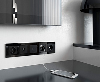 Веркель Розетка TV проходная  (черный матовый) WL08-TV-2W сн/пр