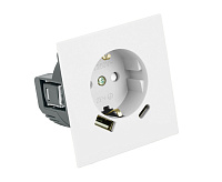 Мия Розетка 1-местная с/з с з/ш +USB+Type C, белая магнолия, RST16-3119-01
