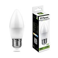 Лампа светодиодная  7W E27 4000K LB-97 свеча (Feron)