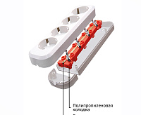 Колодка на 4 гнезда с/з PST16-410-20 белая STEKKER PST16-410-20