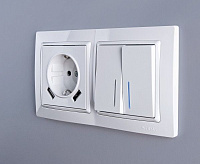 Веркель Выключатель 2-кл с подсветкой (белый) WL01-SW-2G-LED/W1120101