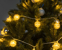 Гирлянда бытовая электрическая нить/золото/теплый белый с эффектом мерцания 400-003