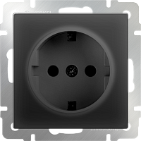 Веркель Розетка 1-ая с/з и шторками (черный матовый) WL08-SKGS-01-IP44 сн/пр