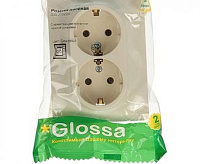 GLOSSA Розетка 2-ая с/з в сборе беж GSL000224