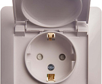 GLOSSA Розетка 1-ая с/з со шторками c крышкой в сборе бел GSL000146 сн/пр