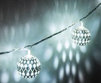 Гирлянда бытовая электрическая нить/хром/белый с эффектом мерцания 400-003