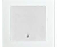 Катрин Переключатель 1-кл белый +рамка стекло GLS10-7005-01