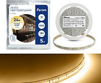 Лента светод 2835/180-24V 16W/m 3000k IP20 5м LS502