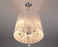 Люстра подвесная с абажуром и хрусталем 2045/5 хром/белый