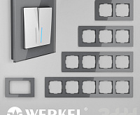 Веркель Рамка на 3 поста (серый/стекло) WL01-Frame-03/W0031115