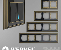 Веркель Рамка на 3 поста (бронза/черный) WL17-frame-03