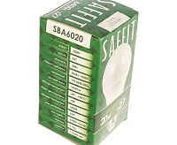 Лампа светодиодная 20W 6400K E27 SBA6020 шар (SAFFIT)