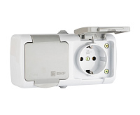 Розетка 2-местная 16А с заземлением с защитными шторками EKF EFR16-129-30-54