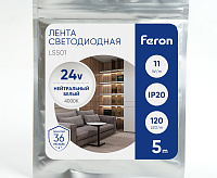 Лента светод 2835/120-24V 11W/m 4000k IP20 5м LS501