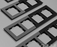 Веркель Рамка на 5 постов (черный/стекло) WL01-Frame-05