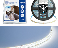 Лента светод 2835/180-24V 16W/m 6000k IP65 5м LS512