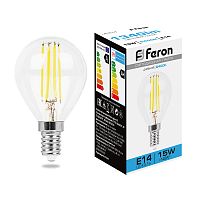 Лампа светодиодная FILAMENT 15W E14 6400K LB-515 шар (Feron)