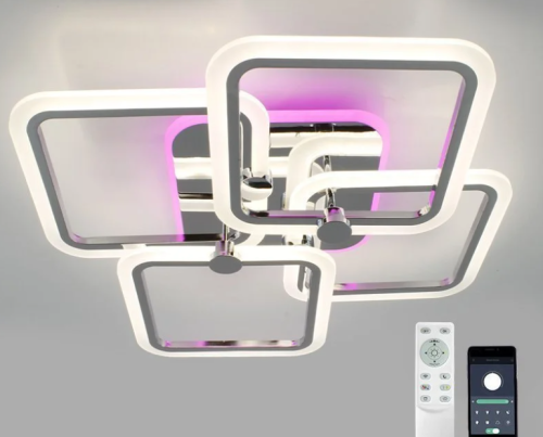 Люстра светодиодная "LIKE RGB" 120W 5Q-APP-560x560x100-CHROME/WHITE-220-IP20 Люстра светодиодная "LIKE RGB" 120W 5Q-APP-560x560x100-CHROME/WHITE-220-IP20