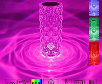 Настольная лампа CRYSTAL RGB 1W R-RC-90x215-CLEAR/CHROME-DC5V/1A-IP20