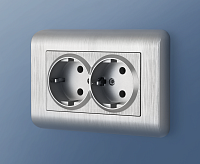 Веркель Рамка для двойной розетки (Stream серебряный рифленый) WL12-Frame-01-DBL