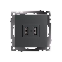 Катрин Розетка USB 2-ая 2.1A графит GLS10-7115-06