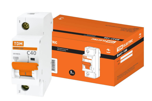 Авт. выкл. ВА47-100 1Р 40А 10кА х-ка С TDM сн/пр
