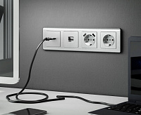 Веркель Накладка для розетки USB (cеребряный рифленый) WL09-USB-CP