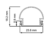 Профиль алюминиевый круглый широкий, серебро, CAB283 (24*20*2000мм)