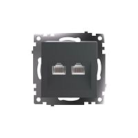 Катрин Розетка компьютерная 2-ая RJ45 графит GLS00-7109-06