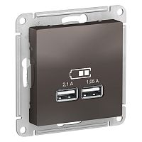 AtlasDesign Мокко Розетка USB 5В 1 порт х 2,1А 2 порта х 1,05А ATN000633