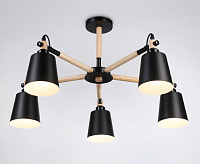 Люстра TR82211/5 BK/LW черный/светлое дерево E27/5 max 40W D780*430