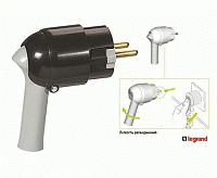 Вилка Элиум черная 2Р+Е, 16А, с рычагом, пластик