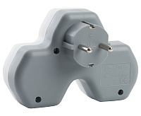 Сетевой разветвитель на два выхода с заземл. контактом 250V 16A и двумя USB вых. белый/серый ADP16-14-20 