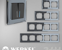 Веркель Рамка на 3 поста&nbsp;&nbsp;(черный/стекло) W0031208