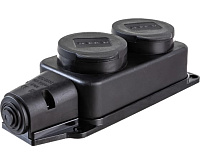 Розетка переносная 2 места с заземл. контактом 230В, STEKKER RST16-22-44 черный