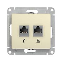 GLOSSA Розетка тел+комп RJ11+RJ45 беж GSL000285