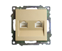 Катрин Розетка компьютерная 2-ая RJ45 золото GLS00-7109-08