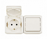 Блок выключатель+розетка с/з бел 782318 Quteo IP44