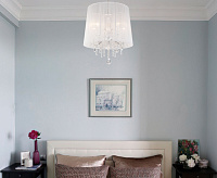 Люстра подвесная с абажуром и хрусталем 2045/5 хром/белый