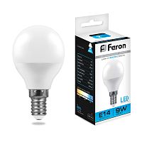 Лампа светодиодная&nbsp;&nbsp;9W E14 6400K LB-550 шар (Feron)