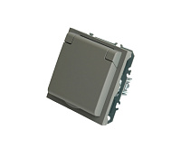 Эмили Розетка 1-местная с/з с крышкой, платиново-серый, RST16-5112-10