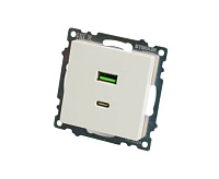 Катрин Розетка USB+type C 2-ая 250B 3A max 20w белый GLS10-7116-01