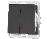 LK60 Выключатель 2-кл с индикатором черный бархат 861208-1