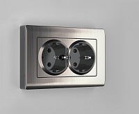 Веркель Рамка для двойной розетки (глянцевый никель) WL02-Frame-01-DBL