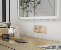 Веркель Розетка 1-ая влаг c/з и шторками (шампань рифленый) WL10-SKGS-01-IP44 сн/пр