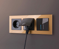 Веркель Выключатель 2-кл с подсветкой (серо-коричневый) WL07-SW-2G-LED