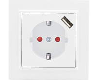 Розетка 1-местная 16А EKF ERR16-028-100-USB сн/пр