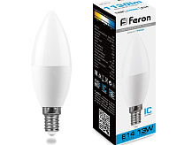 Лампа светодиодная 13W E14 6400K LB-970 C37 свеча (Feron)